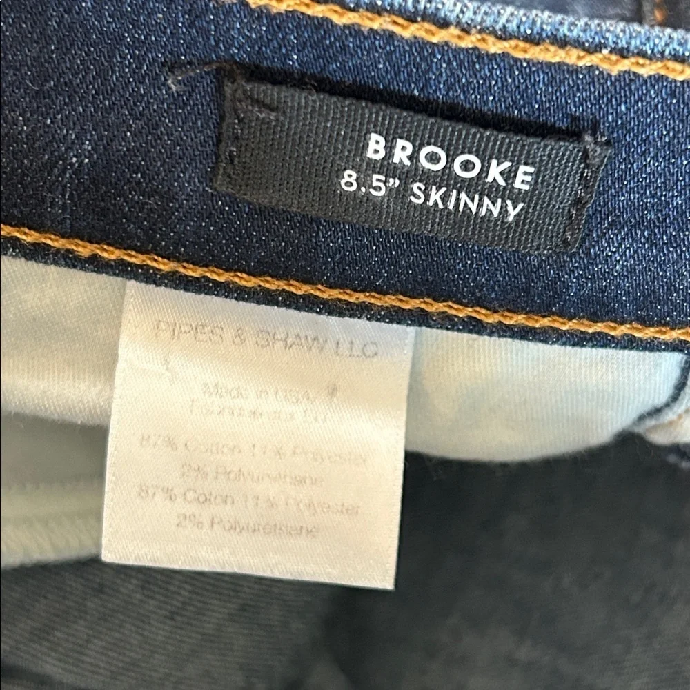 Veronica Beard Brooke 8.5” Low Rise Skinny Jean Dark Wash Gold Stitch Denim | 26
